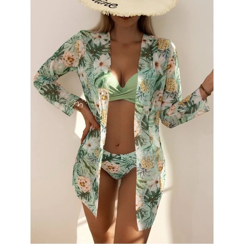 Coleção Moda Praia Flowers 2023 - Biquíni + Saída de Praia (Brinde) FashionShope 