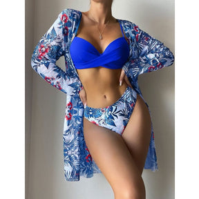 Coleção Moda Praia Flowers 2023 - Biquíni + Saída de Praia (Brinde) FashionShope Azul Royal P | 36 a 38 