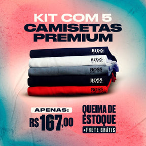 Kit 5 Camisetas H. Boss - Compre 3 Leve 5 (Queima de Estoque) Kit 5 Camisas Premium H. Boss AlphasMacho 