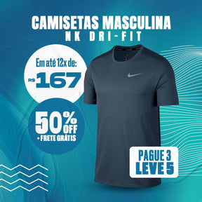 Kit 5 Camisetas NK Dri-Fit - Pague 3 e Leve 5 Kit 5 Camisetas Masculina NK Dri-Fit AlphasMacho 