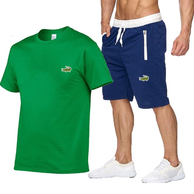 Kit Camiseta + Bermuda LCT FashionShope Camiseta Verde+ Bermuda Azul P 