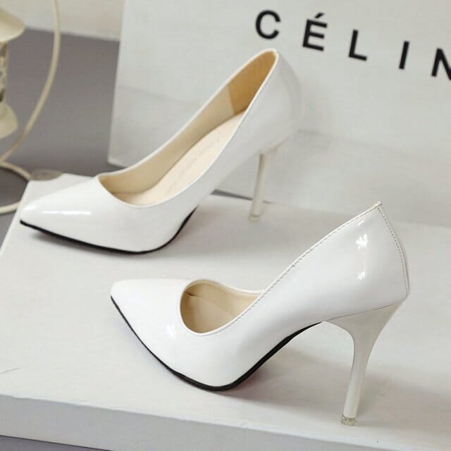 O Sandalia Salto Classico FashionShope Branco10CM 34 