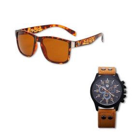 Óculos Quiksilver + Relogio Quartz Pulseira De Couro 0 FashionShope Leopardo 