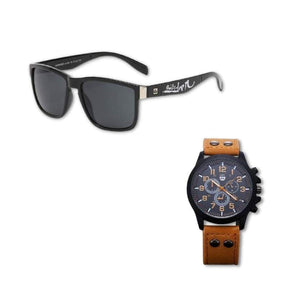 Óculos Quiksilver + Relogio Quartz Pulseira De Couro 0 FashionShope Preto 