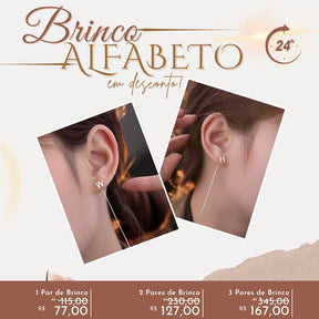 Par de Brinco Alfabético em Prata Esterlina 925 (FRETE GRÁTIS) BRINCO PROMOÇÃO FashionShope 