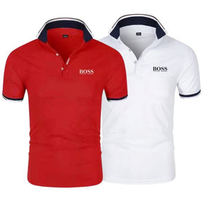 Polo Boss [COMPRE 1 LEVE 2] CAMISA POLO - 02 FashionShope Branco + Vermelho P 