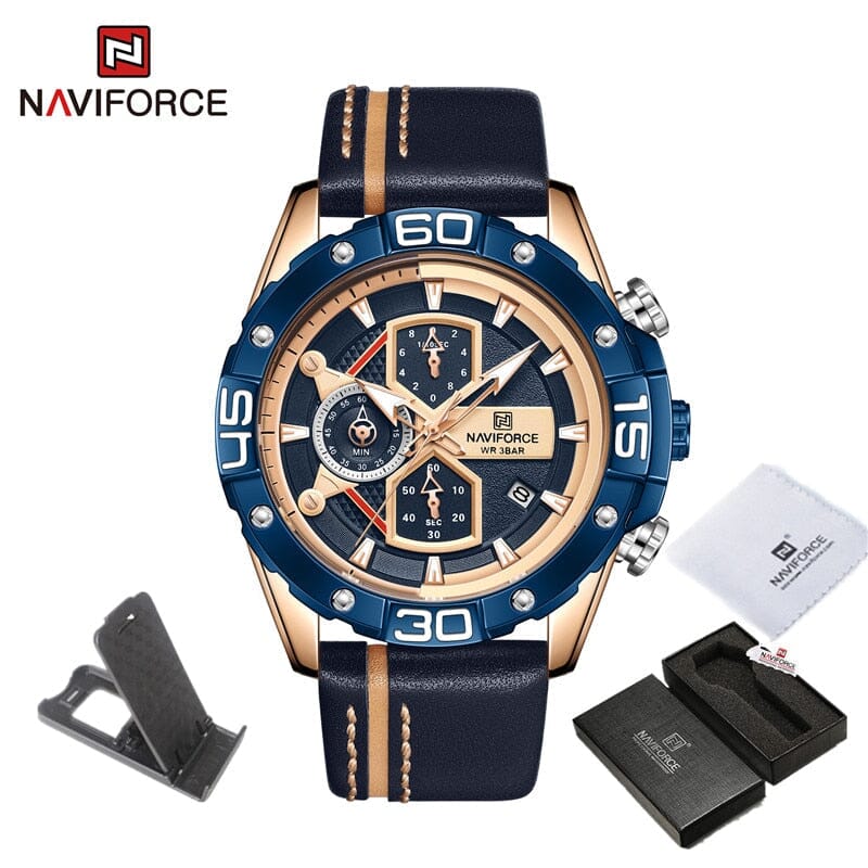 Relógio Casual Masculino NAVIFORCE Sport For Men Relógio Masculino - 40 FashionShope PRETO/AZUL 