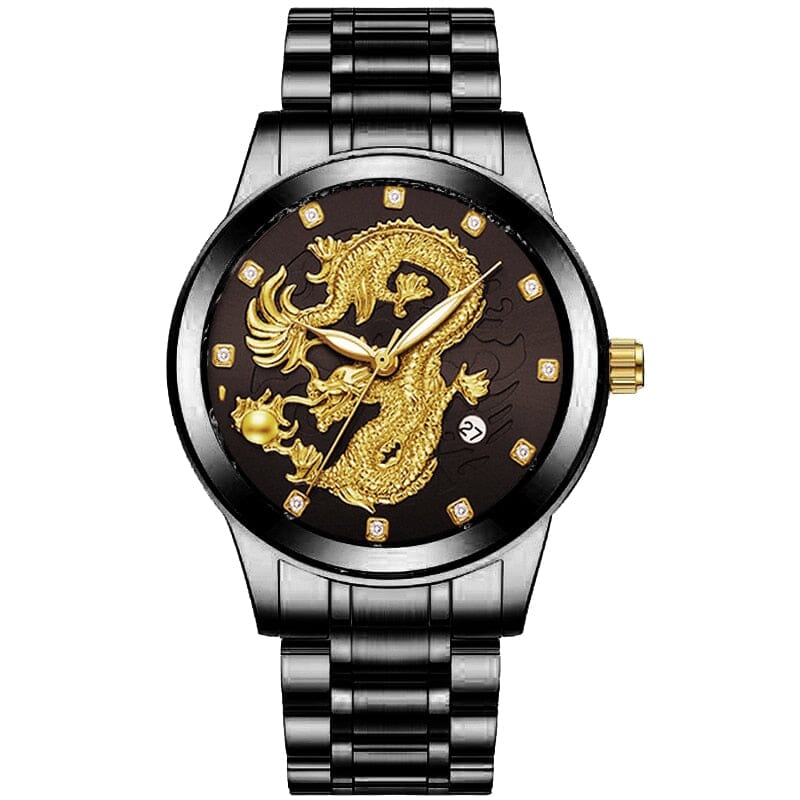 Relógio Dragon Gold 0 FashionShope Preto 