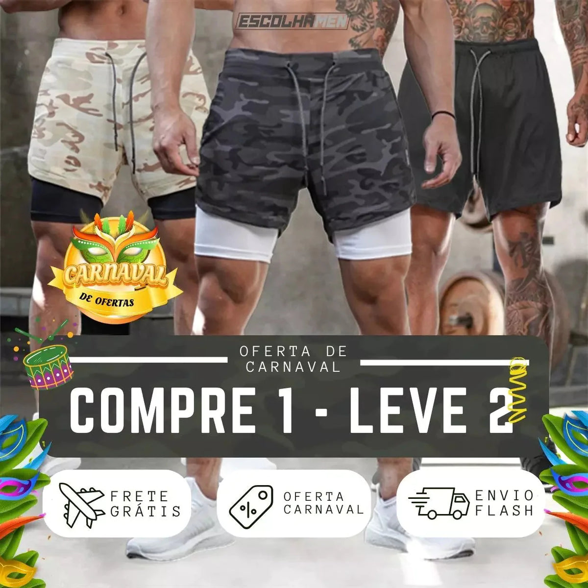 Shorts Masculino DryFit® Dupla Camada - (COMPRE 1 LEVE 2) + Frete Grátis FashionShope 