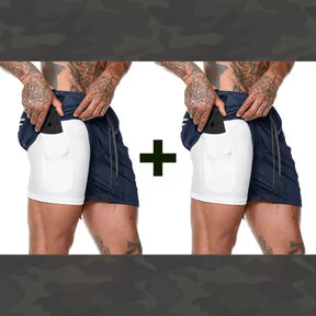 Shorts Masculino DryFit® Dupla Camada - (COMPRE 1 LEVE 2) + Frete Grátis FashionShope Azul Marinho Azul Marinho P