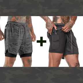 Shorts Masculino DryFit® Dupla Camada - (COMPRE 1 LEVE 2) + Frete Grátis FashionShope MIlitar Preto P